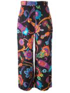 Moschino Vintage Floral Print Palazzo Pants, Women's, Size: 44, Black