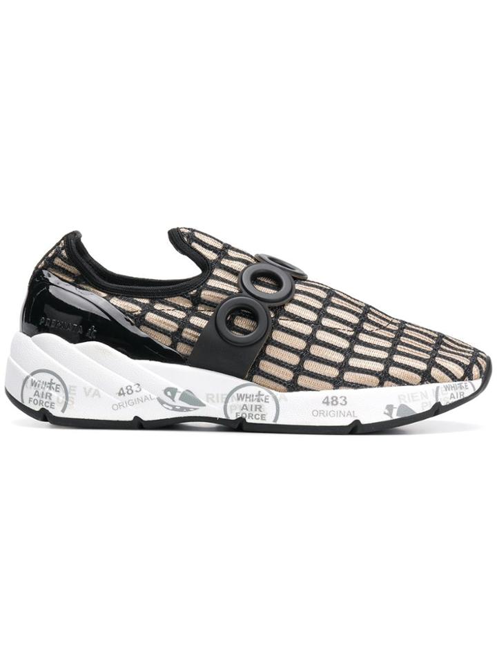 White Premiata Jodie Sneakers - Gold