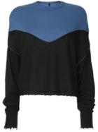 Unravel Project Cropped Bell Sleeve Knit Sweater - Blue