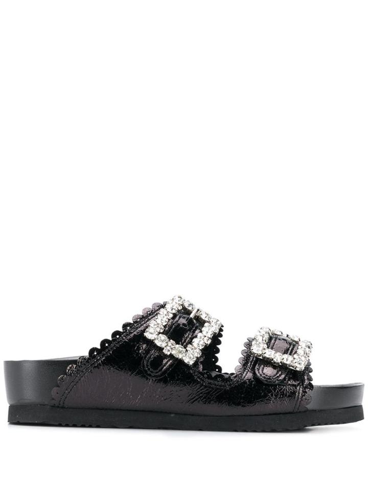 Suecomma Bonnie Crystal Buckle Sandals - Black