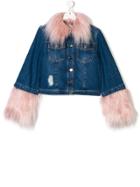 Marco Bologna Kids Teen Faux-fur Trim Jacket - Blue