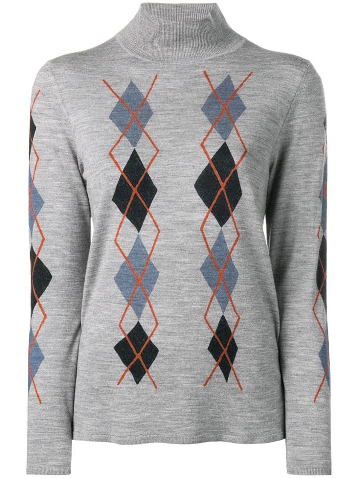 Pringle Of Scotland Argyle Turtleneck Jumper - Grey