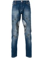 Philipp Plein Embellished Skull Tapered Jeans - Blue