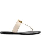 Gucci Leather Thong Sandal With Double G - White