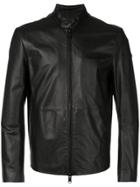 Emporio Armani Zipped Leather Jacket - Black