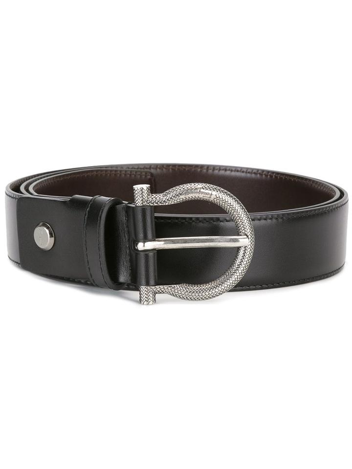 Salvatore Ferragamo Gancino Buckle Belt, Men's, Size: 115, Black, Leather