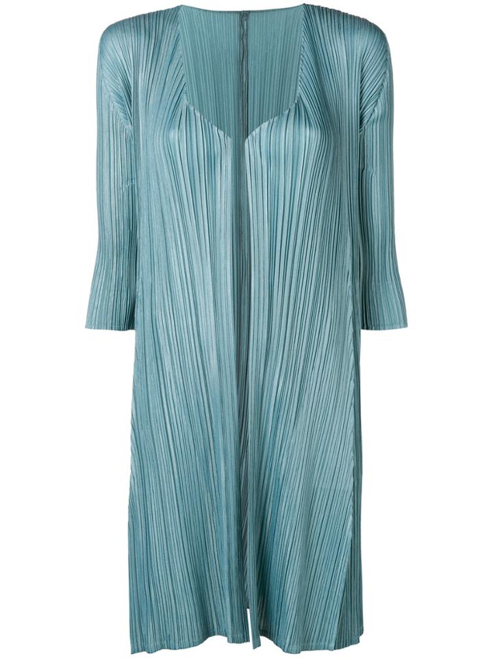 Pleats Please By Issey Miyake Pleated Midi Jacket - Blue