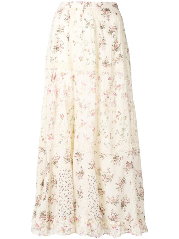 Polo Ralph Lauren Floral Flared Midi Skirt - Nude & Neutrals