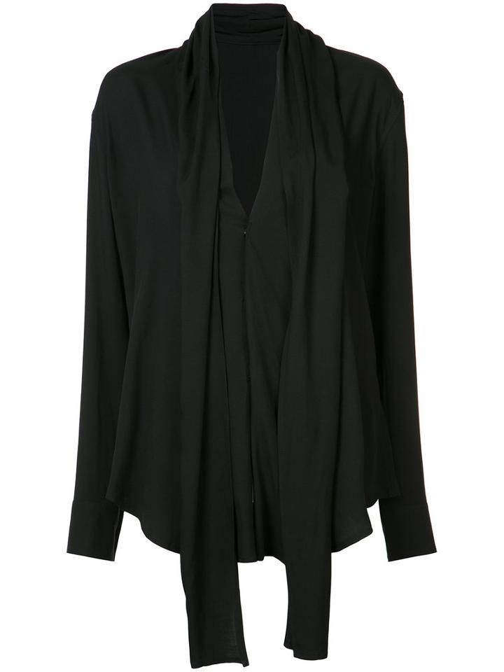 Yohji Yamamoto - Stole Long Sleeve Blouse - Women - Rayon - 2, Black, Rayon