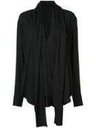 Yohji Yamamoto - Stole Long Sleeve Blouse - Women - Rayon - 2, Black, Rayon