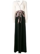 Gucci Contrast Bow-tied Maxi Dress - Nude & Neutrals