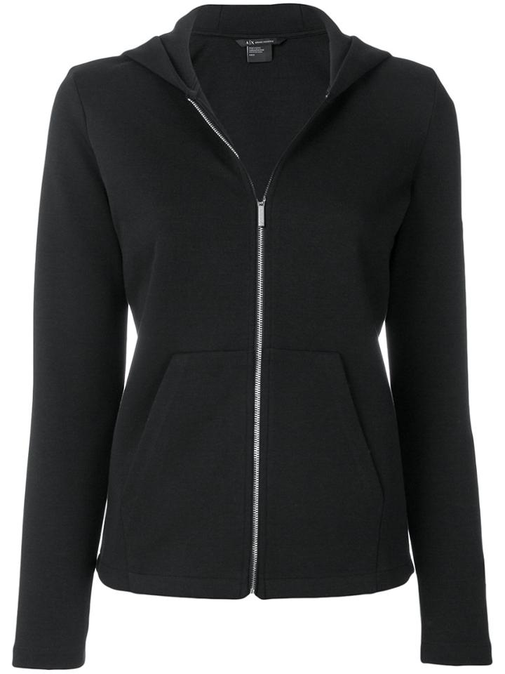 Armani Exchange Zipped Hooded Sweater - Black