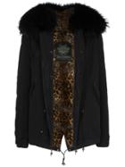 Mr & Mrs Italy Fur Collar Parka Coat - Black