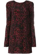 Saint Laurent Leopard Print Mini Dress - Red