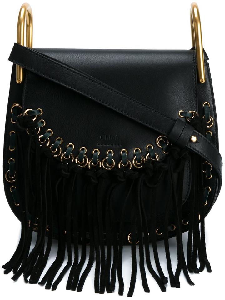 Chloé Small 'hudson' Fringed Shoulder Bag, Women's, Black