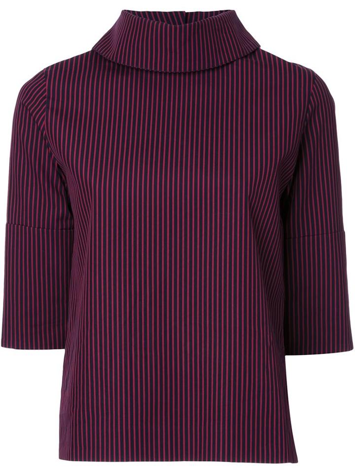 Taro Horiuchi High Neck Striped Blouse