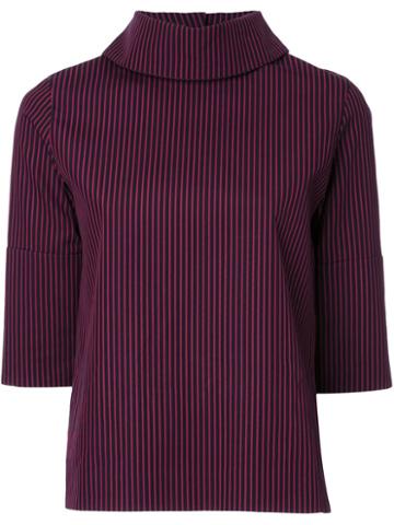 Taro Horiuchi High Neck Striped Blouse