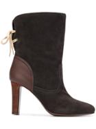 See By Chloé Lace Back Ankle Boots - Grey