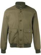 Aspesi High Neck Bomber Jacket, Men's, Size: Large, Green, Cotton/polyester/polyamide/polyamide