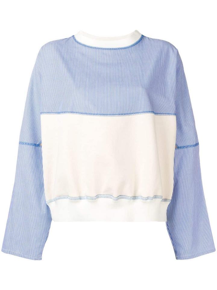 Walk Of Shame Oversized Striped Sweatshirt - Blue