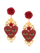 Dolce & Gabbana Rose And Heart Drop Earrings - Red