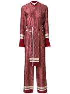 Victoria Victoria Beckham Tie Waist Shirt Jumpsuit - Red