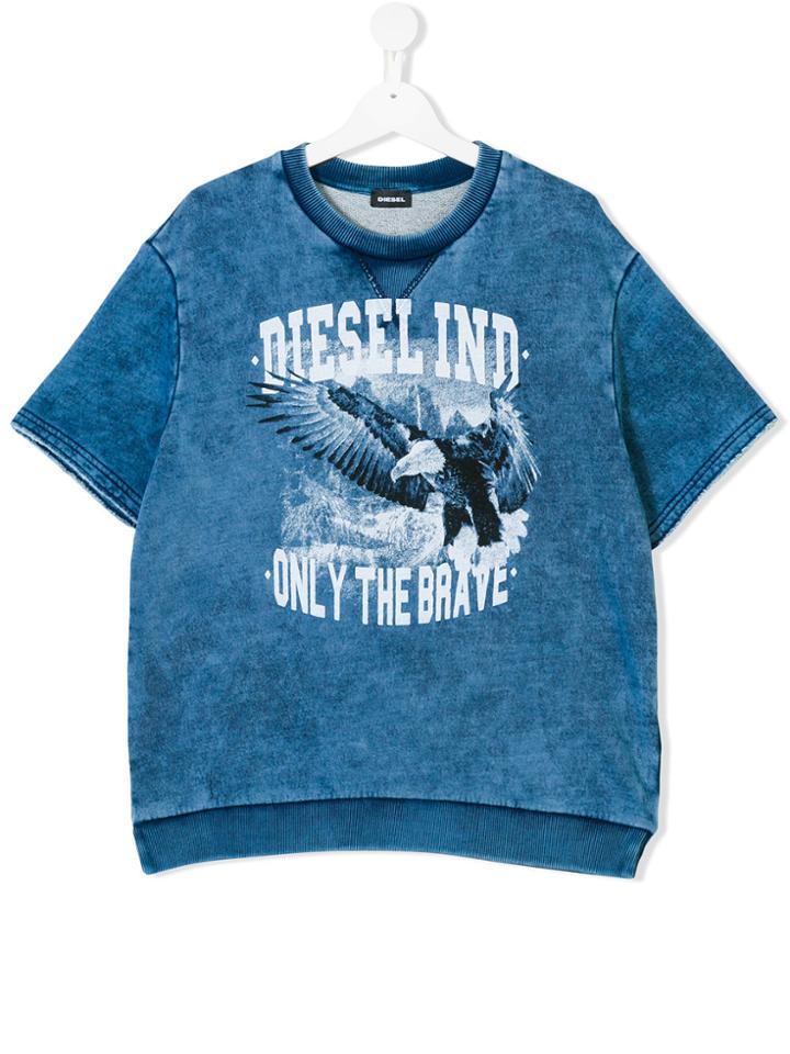 Diesel Kids Eagle Logo Print T-shirt - Blue