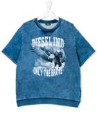 Diesel Kids Eagle Logo Print T-shirt - Blue