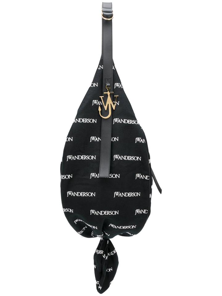 Jw Anderson Logo Maxi Knot Hobo Bag - Black