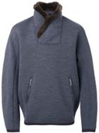 Kolor Fur Collar Sweatshirt, Men's, Size: 3, Grey, Nylon/wool