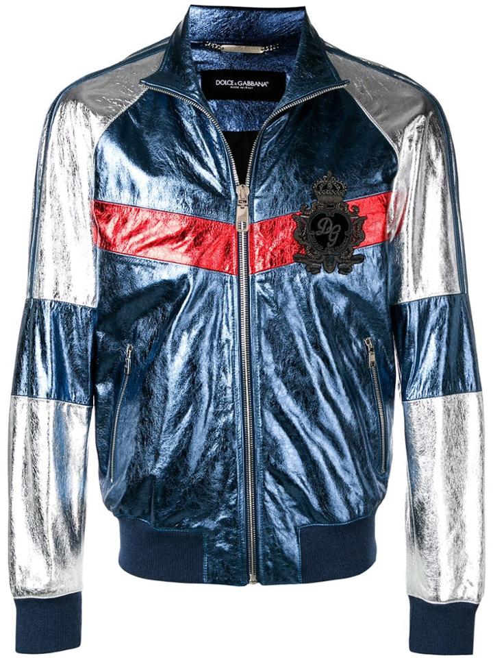 Dolce & Gabbana Panelled Bomber Jacket - Blue