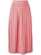 Céline Striped Pleated Long Shorts, Women's, Size: 42, White, Acetate/viscose/mulberry Silk