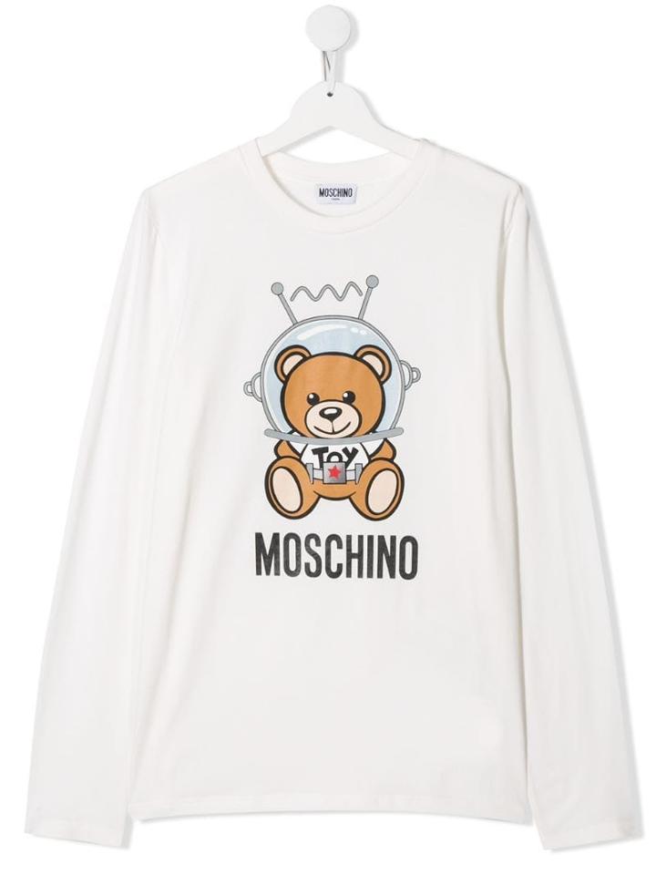 Moschino Kids Teen Astronaut Teddy Jersey Top - White