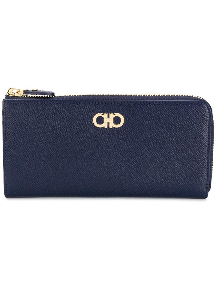 Salvatore Ferragamo Double Gancio Zip Wallet - Blue