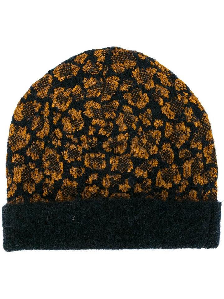 Christian Wijnants Leopard Pattern Beanie, Women's, Black, Polyamide/spandex/elastane/viscose/virgin Wool