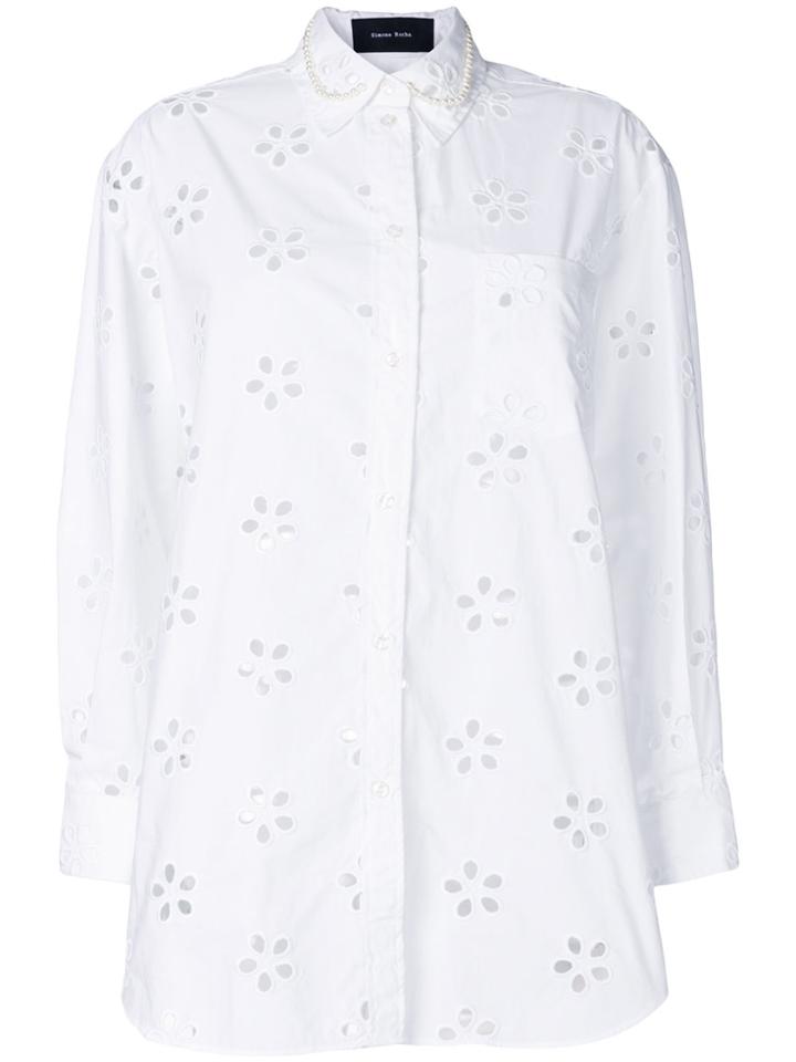 Simone Rocha Pearl Embellished Lace Shirt - White