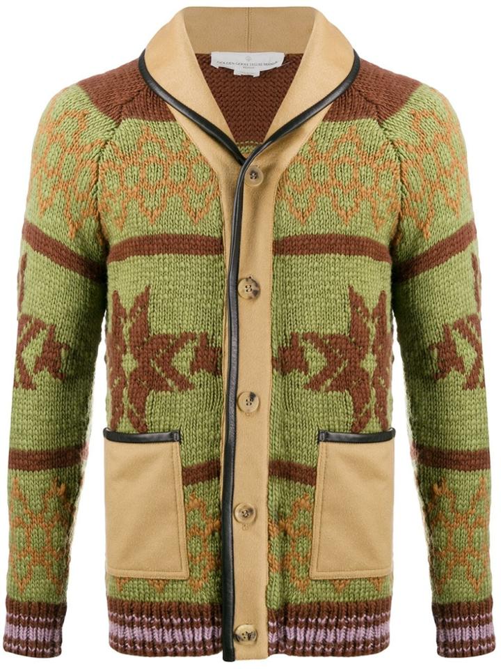 Golden Goose Intarsia Knit Cardigan - Green