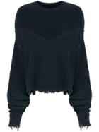 Unravel Project Frayed Hem Ribbed Sweater - Black
