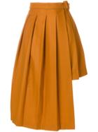 Marios Asymmetric Pleated Skirt - Yellow & Orange