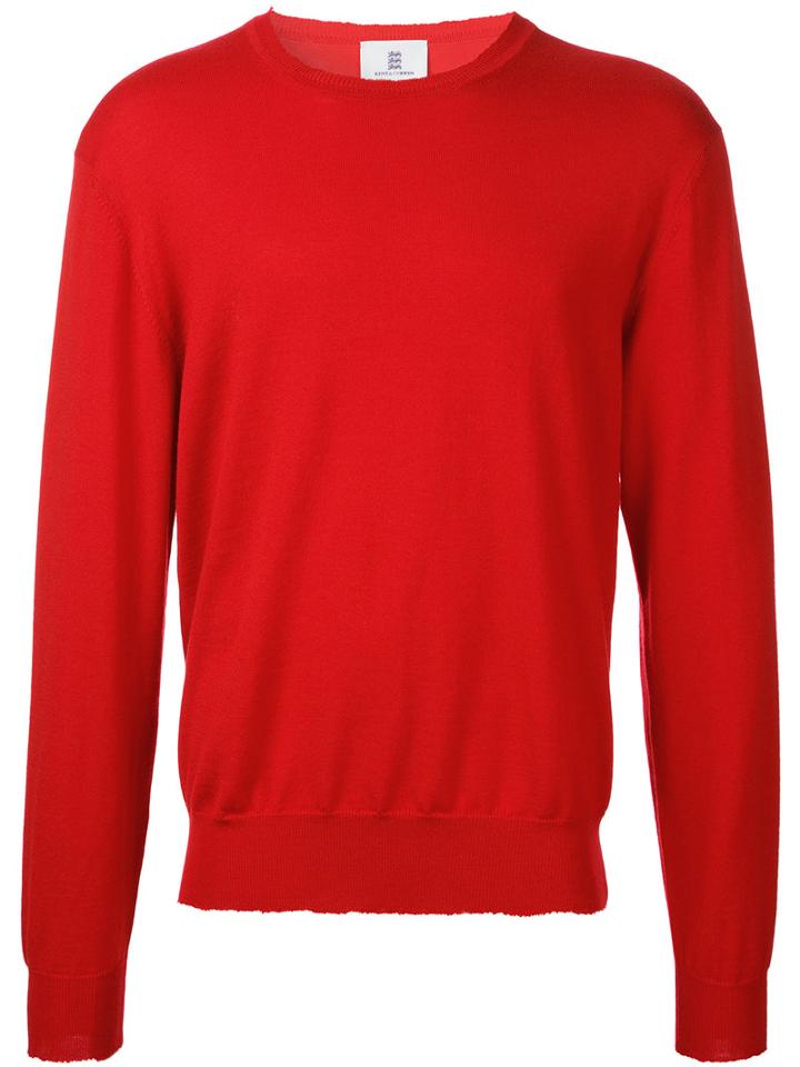 Kent & Curwen Crew Neck Jumper, Men's, Size: Large, Red, Wool