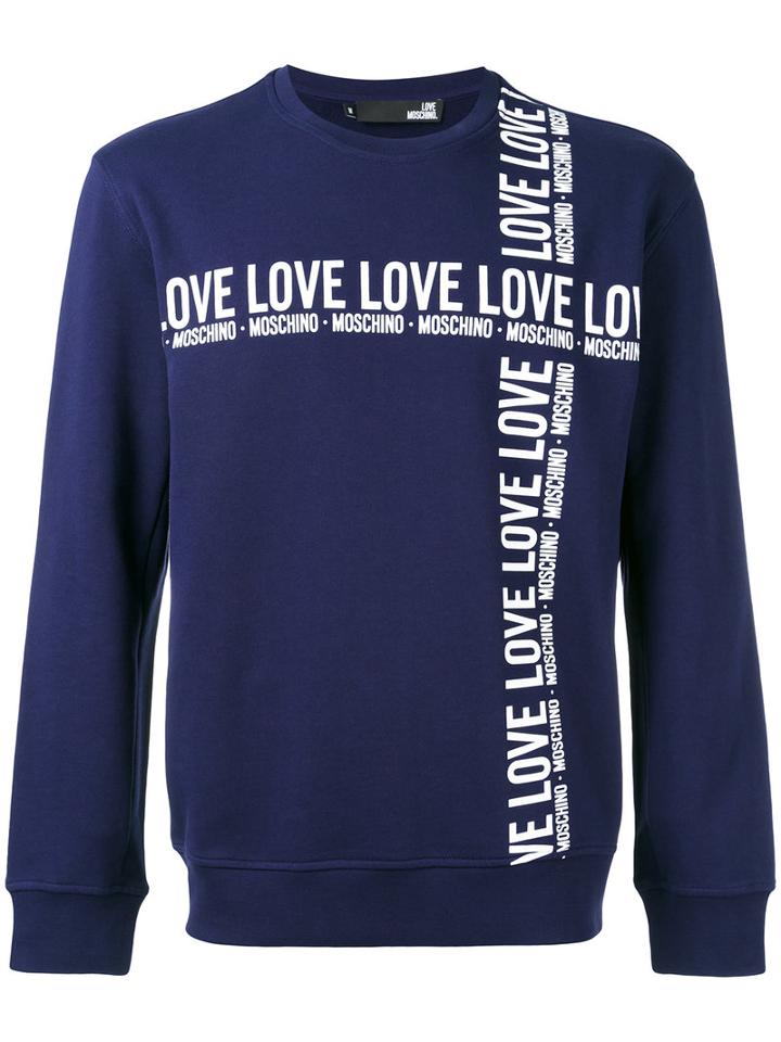 Love Moschino - Logo Print Sweatshirt - Men - Cotton - Xl, Blue, Cotton