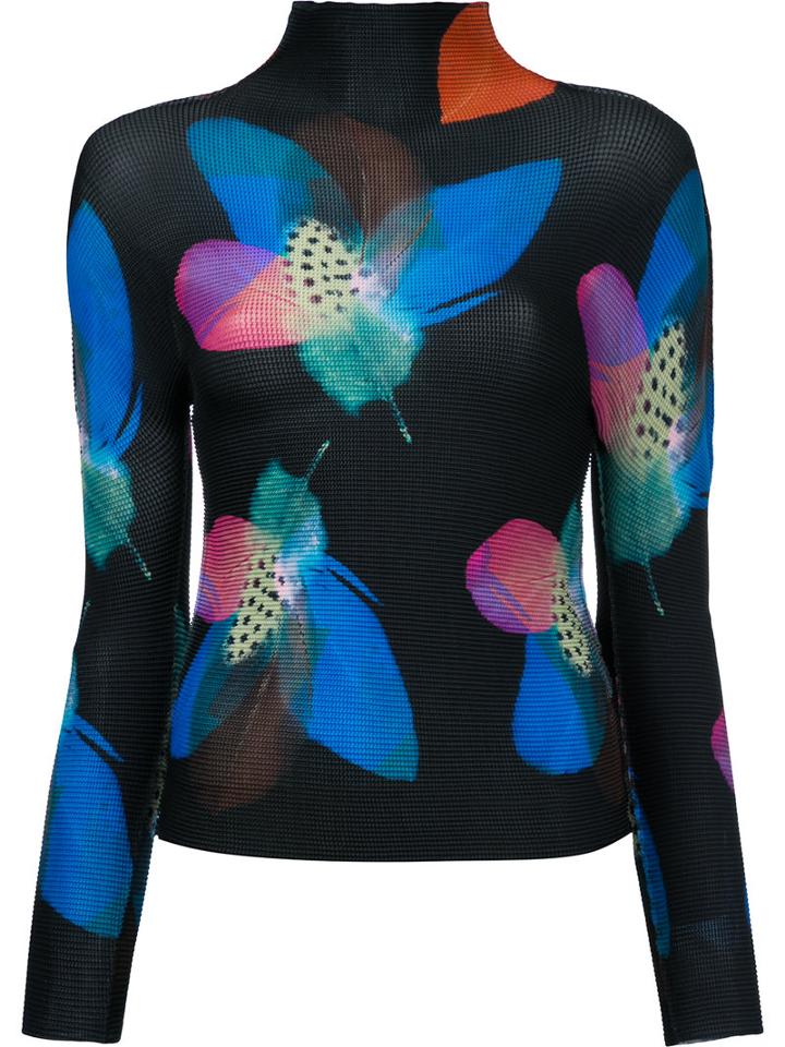 Issey Miyake Cauliflower - Feather Flower Long Sleeve Top - Women - Polyester - One Size, Black, Polyester