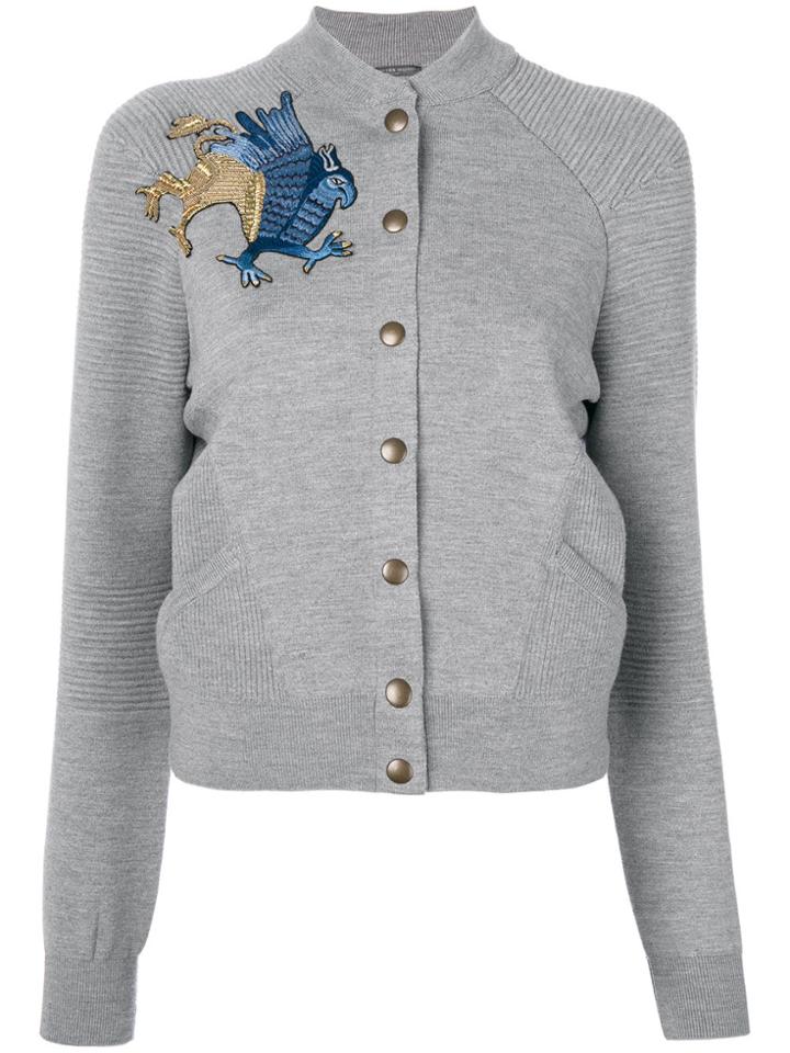 Alexander Mcqueen Embroidered Griffin Cardigan - Grey