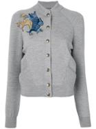 Alexander Mcqueen Embroidered Griffin Cardigan - Grey