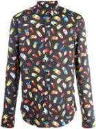 Love Moschino Allover Print Shirt, Men's, Size: Medium, Black, Cotton/spandex/elastane