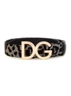 Dolce & Gabbana Animal Pattern Dg Buckle Belt - Black