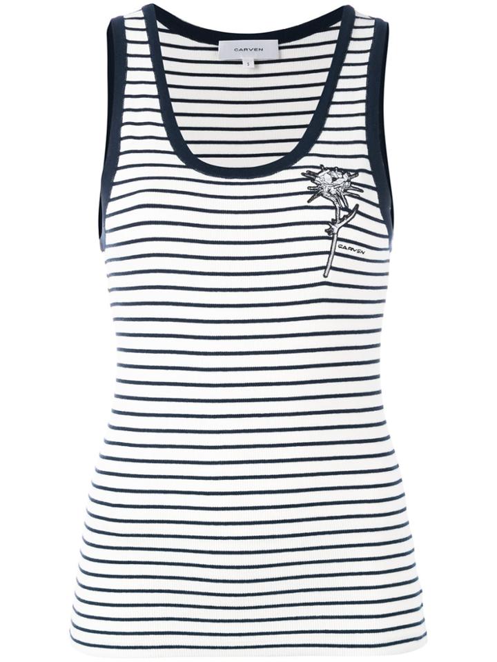 Carven Striped Ribbed Vest - White