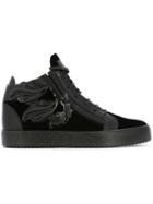 Giuseppe Zanotti Design Cruel Hi-top Sneakers, Men's, Size: 44, Black, Patent Leather/leather/velvet/rubber
