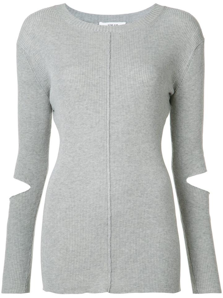 Adeam - Cut-out Sleeve Knitted Sweater - Women - Nylon/polyurethane/lyocell - L, Grey, Nylon/polyurethane/lyocell