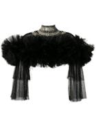 Loulou Crop-top With Ruffled Design - Black